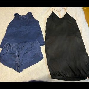 Set of 2 Lunya washable silk pajamas - black and navy freshly washed